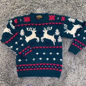 VINTAGE 1989 Eddie Bauer 100% WOOL Holiday Sweater